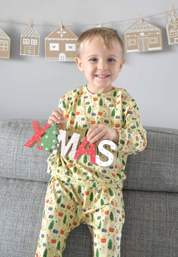 Two-Piece Bamboo Pajamas - Christmas Morning - Blue Balloon