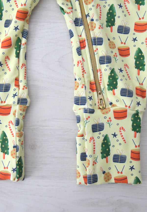 Bamboo Zip Romper - Christmas Morning - Blue Balloon