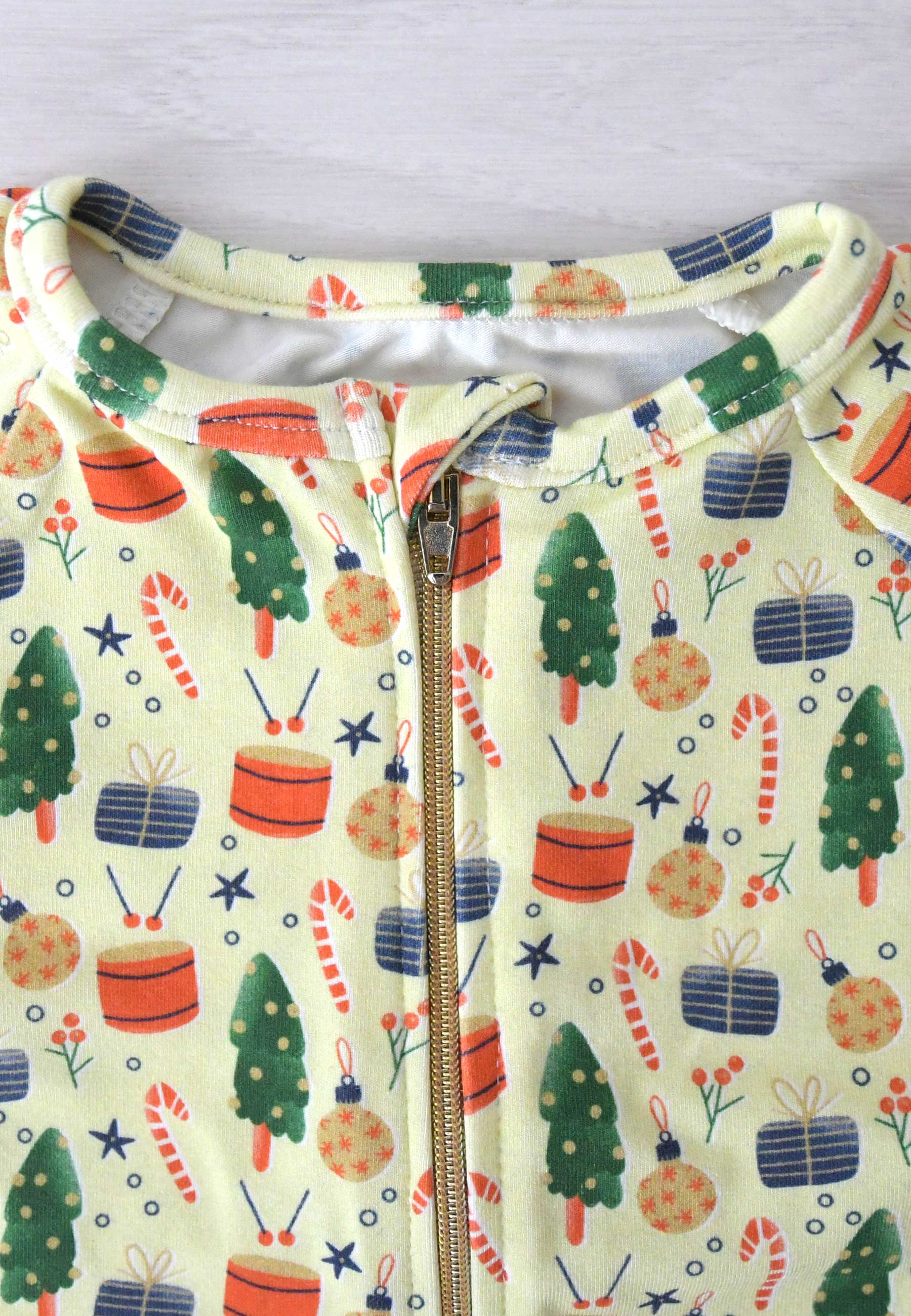 Bamboo Zip Romper - Christmas Morning - Blue Balloon