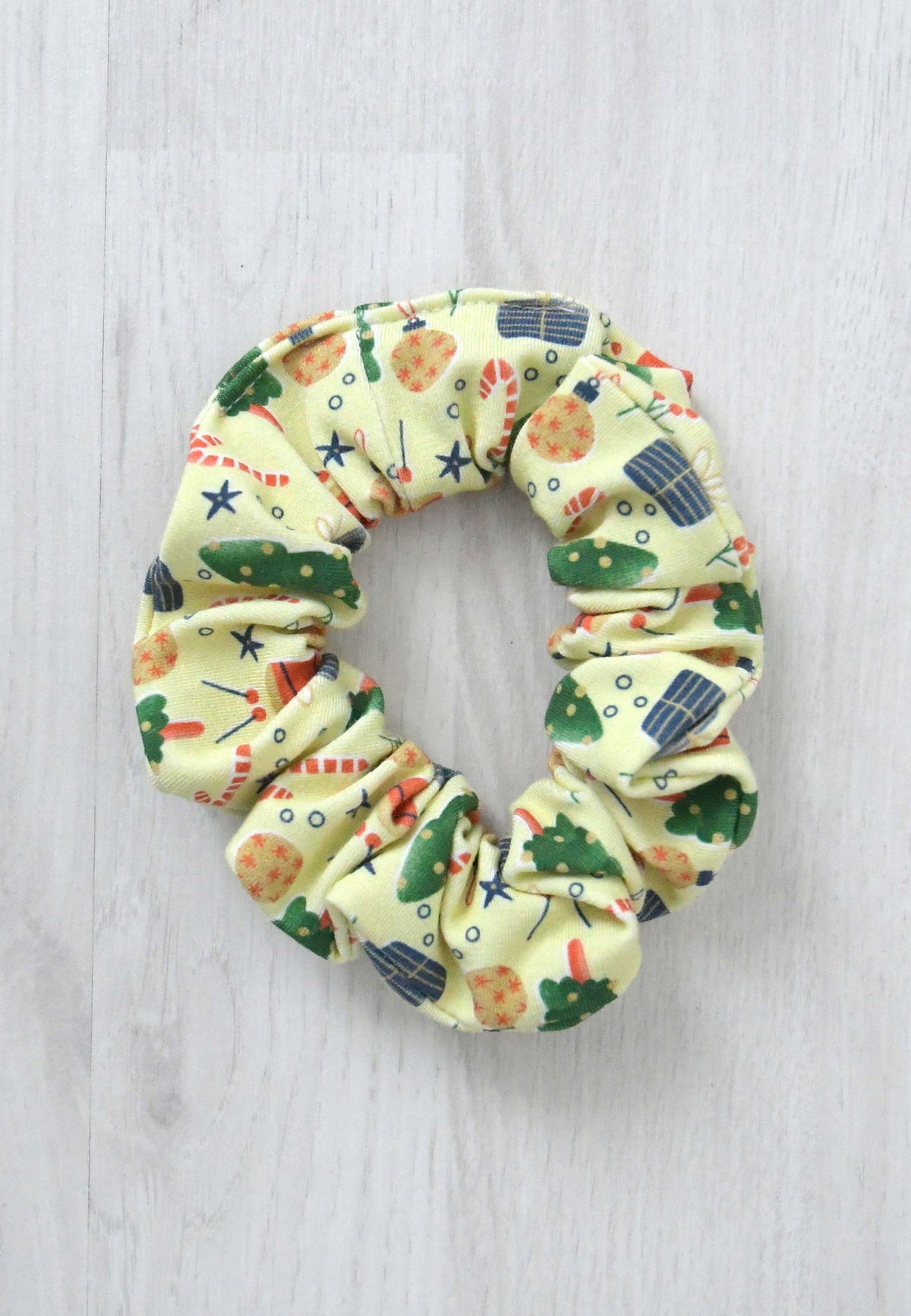 Chouchou (scrunchie) in bambù - Mattina di Natale - Palloncino blu