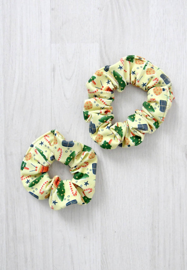 Chouchou (scrunchie) in bambù - Mattina di Natale - Palloncino blu