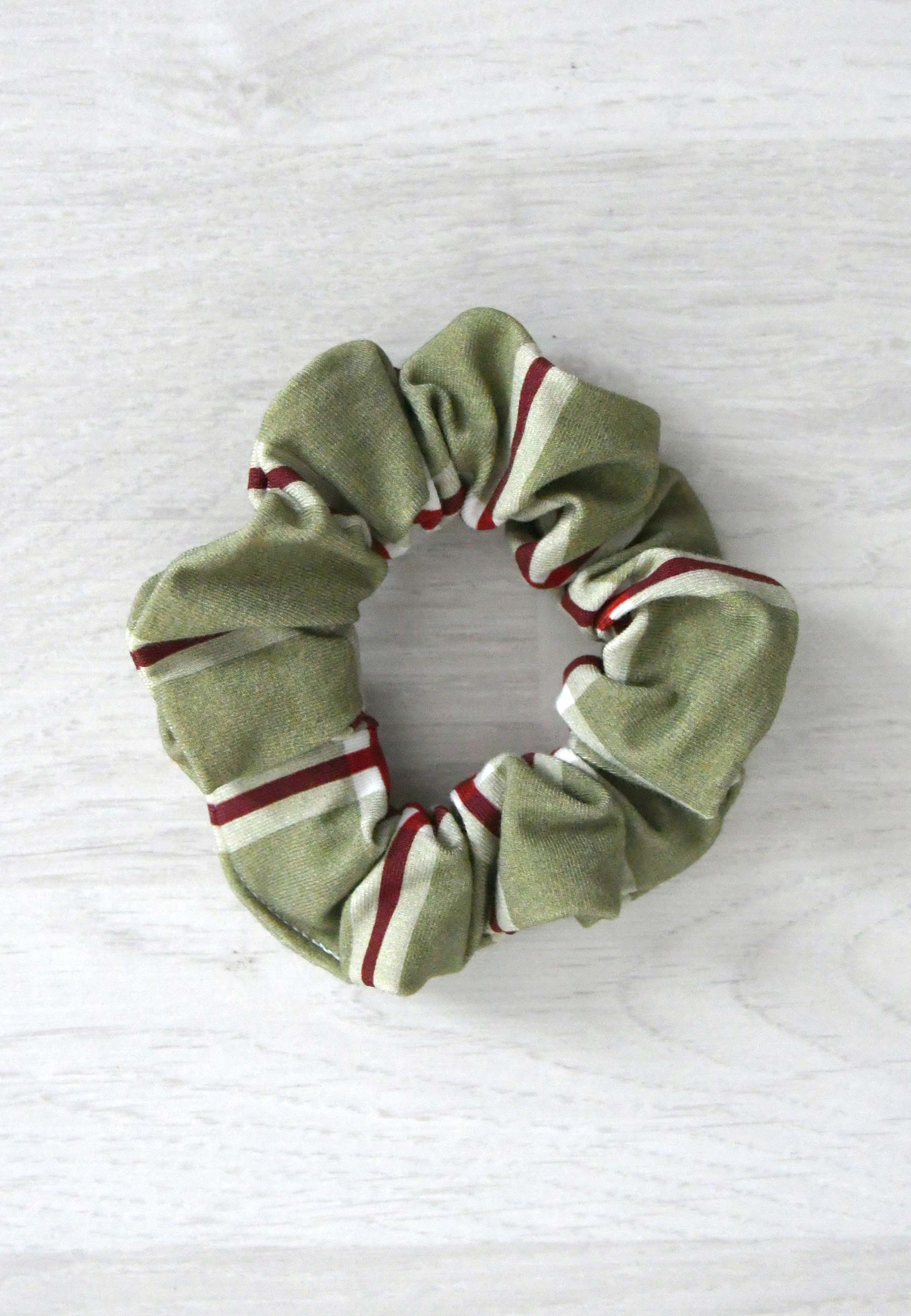 Chouchou in bambù (scrunchie) - Tartan natalizio verde muschio - Palloncino blu