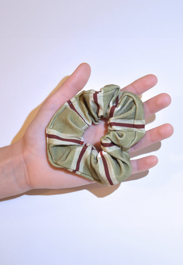 Chouchou in bambù (scrunchie) - Tartan natalizio verde muschio - Palloncino blu