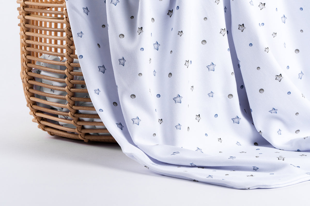Premium Cotton Blanket - Organic Cotton - Gray Stars