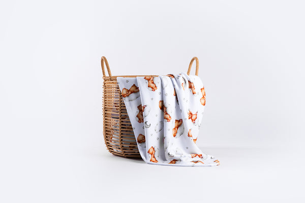 Premium Cotton Blanket - Organic Cotton - Sleepy Bear - Gray