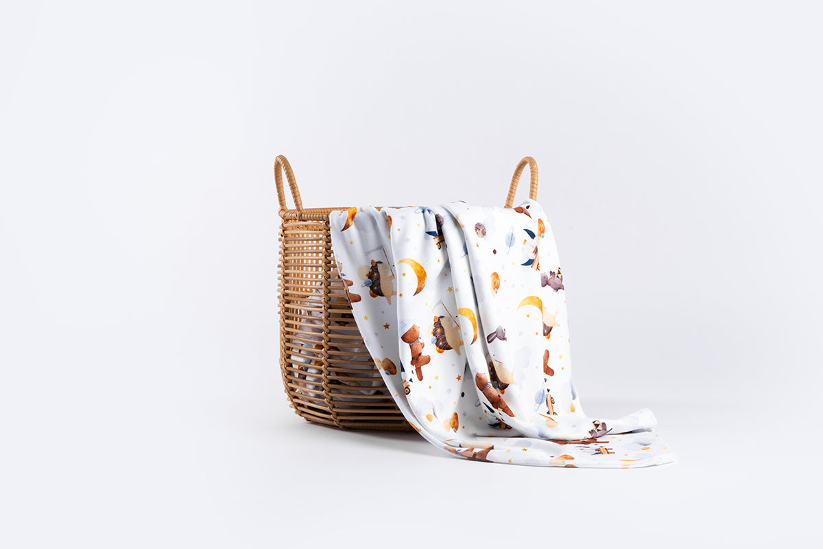 Premium Cotton Blanket - Organic Cotton - Animals in Space