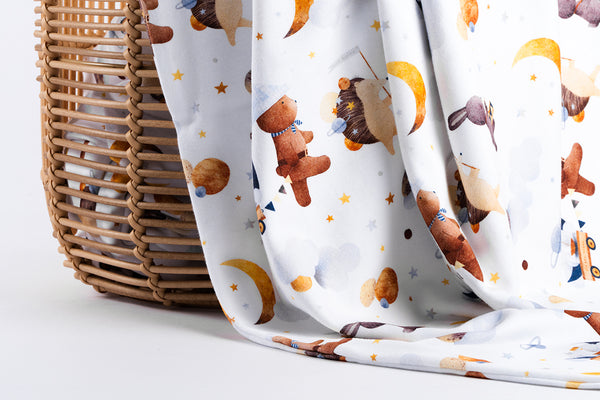 Premium Cotton Blanket - Organic Cotton - Animals in Space