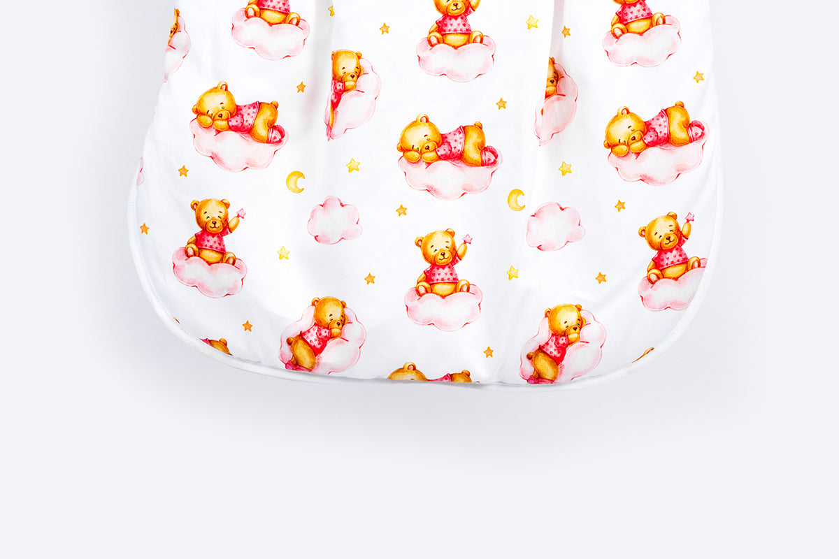 Classic Sleeping Bag with Filling - Sleepy Bear - Pink