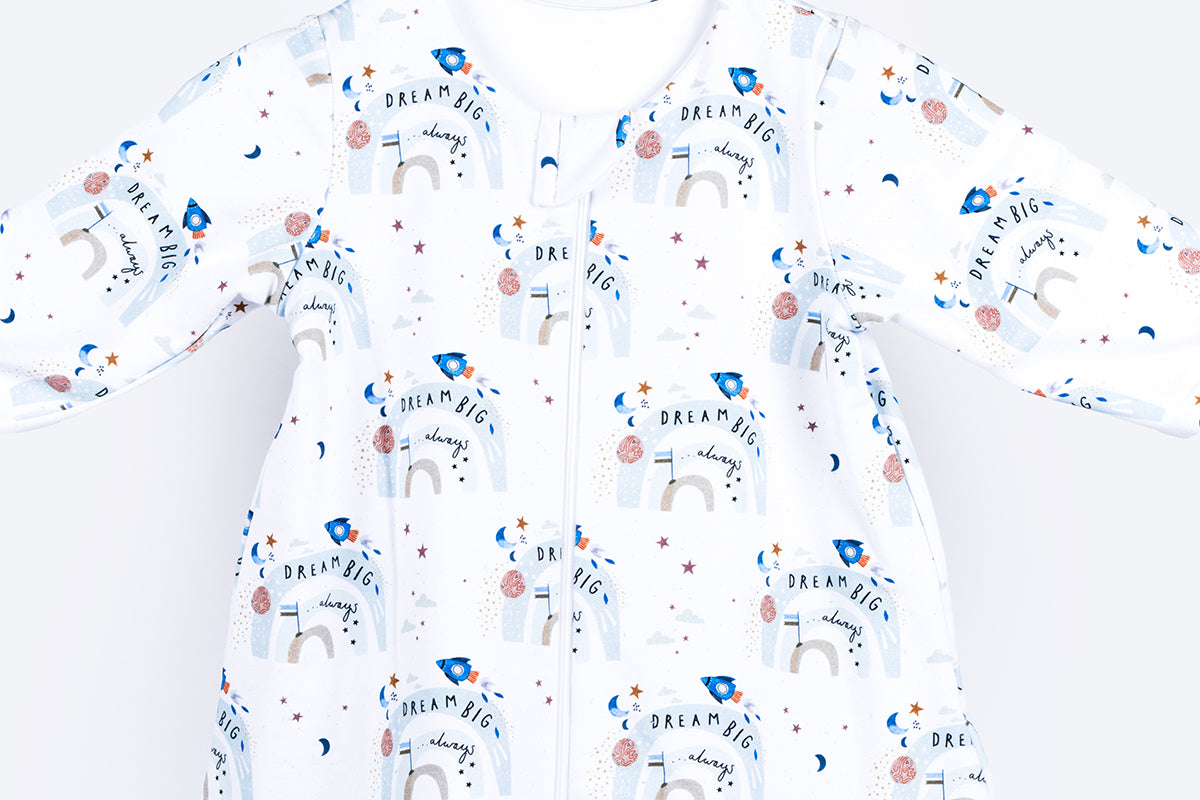 Cotton Sleeping Bag with Sleeves - Rocket and Rainbow