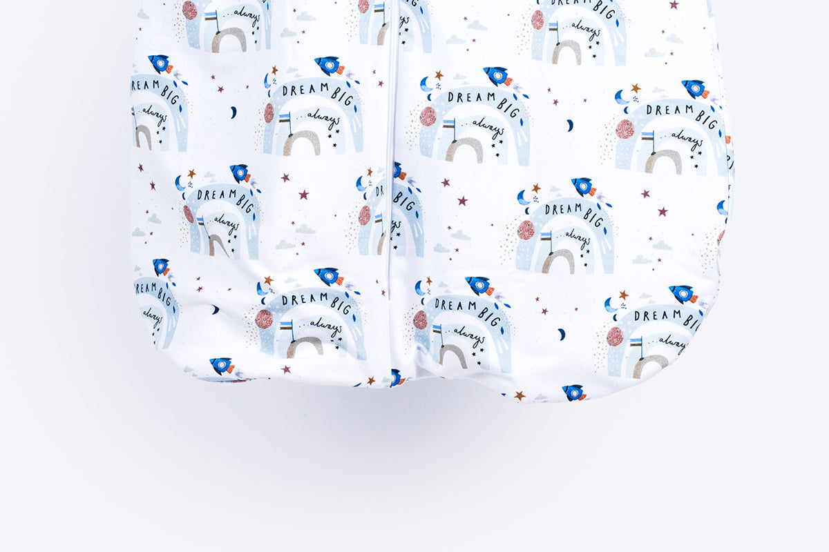 Cotton Sleeping Bag with Sleeves - Rocket and Rainbow