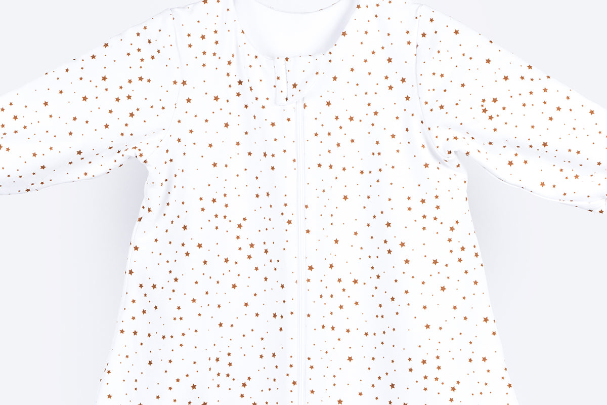 Cotton Sleeping Bag with Sleeves - Brown Stars