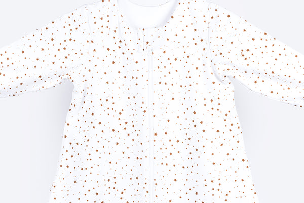 Cotton Sleeping Bag with Sleeves - Brown Stars