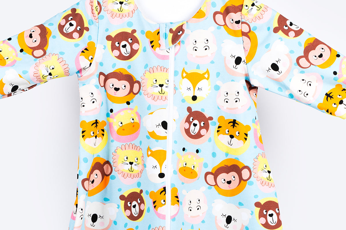 Cotton Sleeping Bag with Sleeves - Animal Kingdom