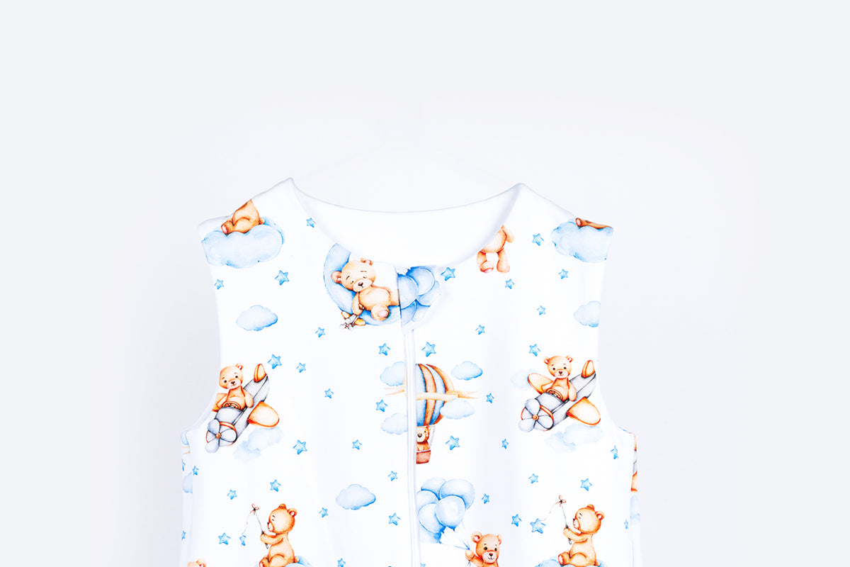 Cotton Sleeping Bag with Legs - Sleepy Bear - Blue