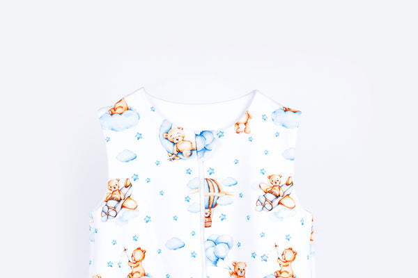 Cotton Sleeping Bag with Legs - Sleepy Bear - Blue