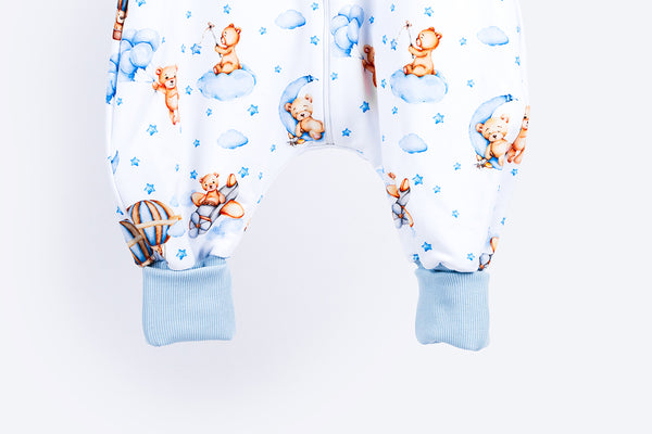 Cotton Sleeping Bag with Legs - Sleepy Bear - Blue