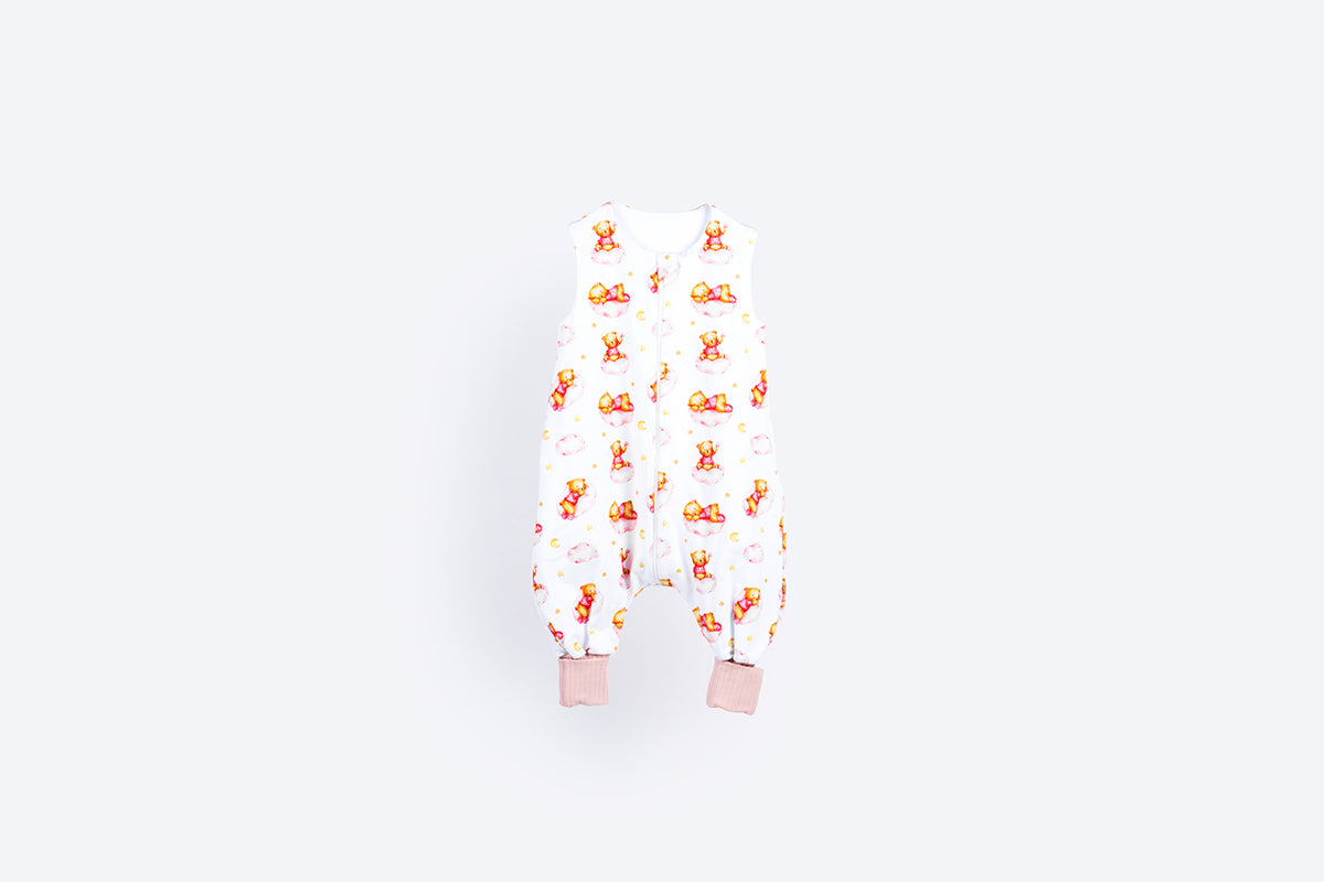 Cotton Sleeping Bag with Legs - Sleepy Bear - Pink