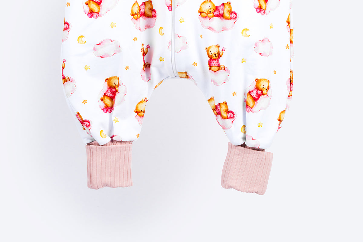 Cotton Sleeping Bag with Legs - Sleepy Bear - Pink