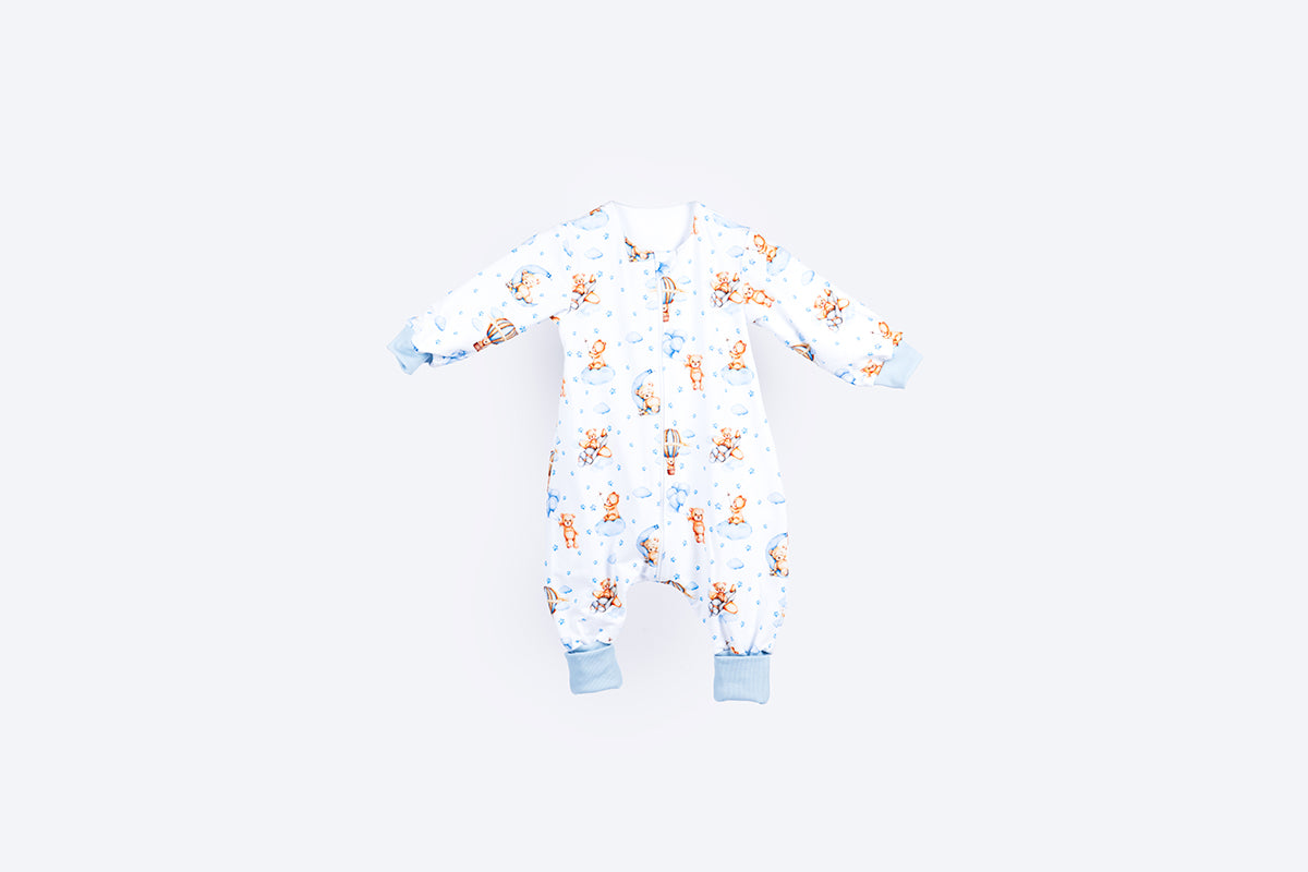 Tanja two-layer sleeping bag with legs and sleeves - Sleepy bear - blue