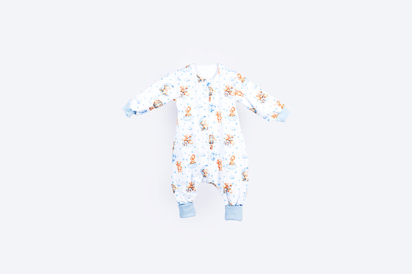 Tanja two-layer sleeping bag with legs and sleeves - Sleepy bear - blue