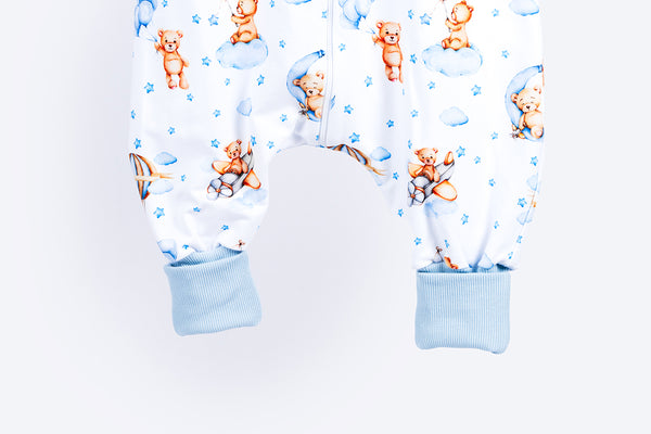 Tanja two-layer sleeping bag with legs and sleeves - Sleepy bear - blue