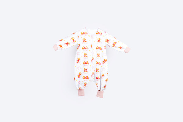 Cotton Sleeping Bag with Legs and Sleeves - Sleepy Bear - Pink