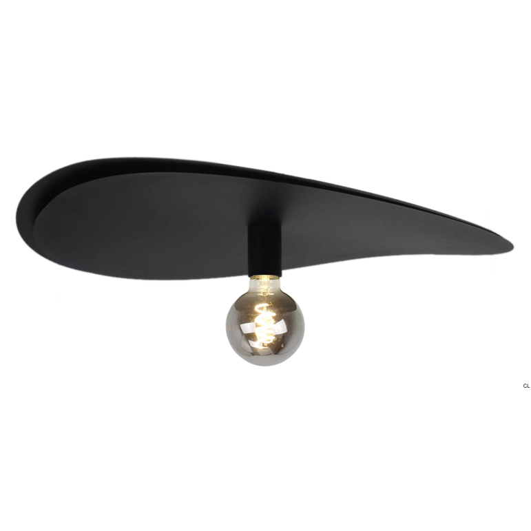 Strakke zwarte plafondlamp Piatto met een eigentijds design. Perfect voor een moderne touch in elke kamer van je huis.