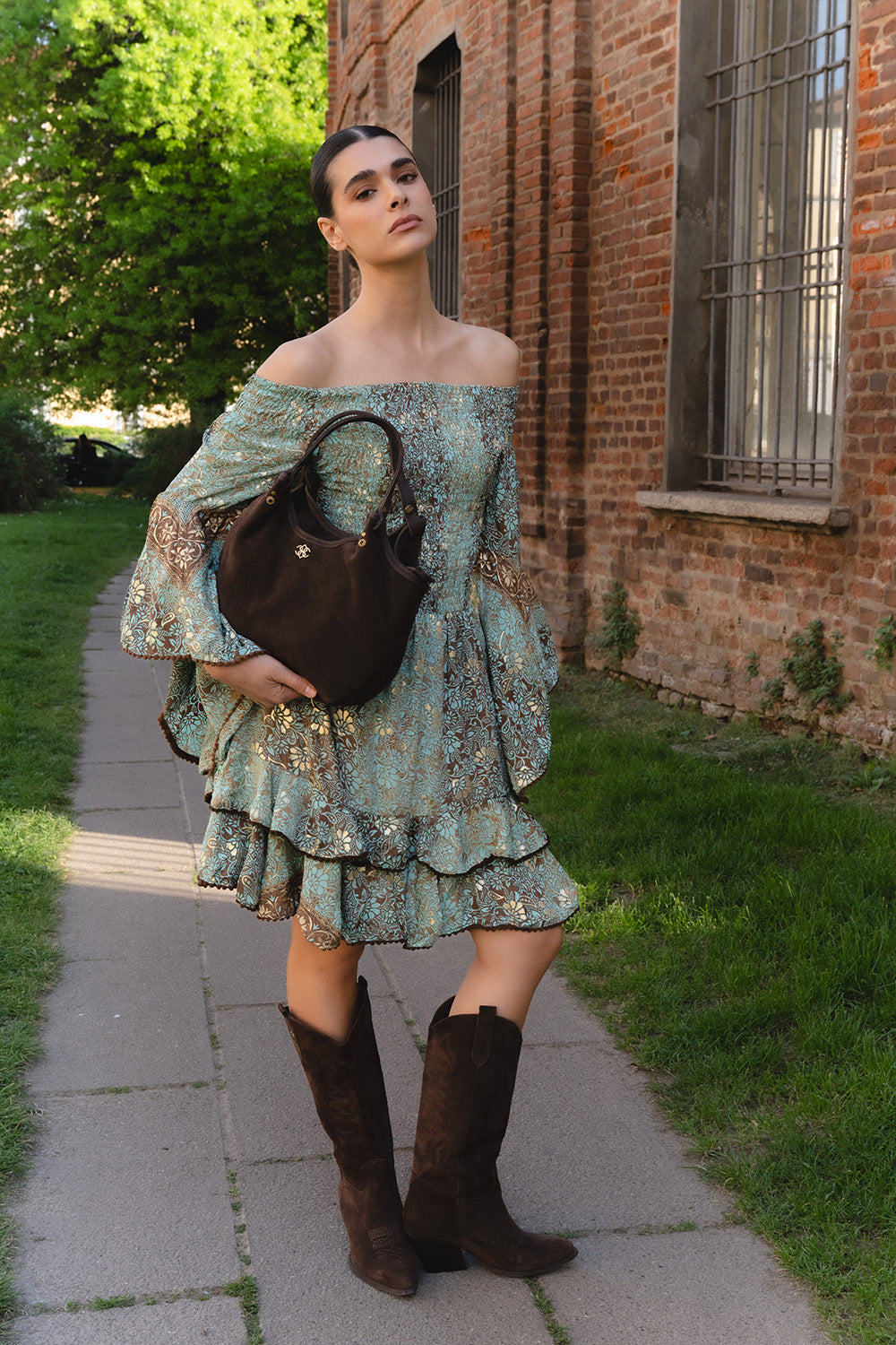Pienza camoscio borsa 100% vera pelle Made in Italy - Barone Firenze