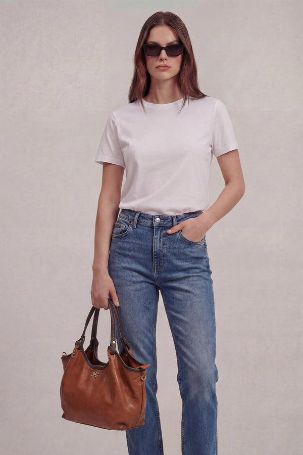 Pienza Borsa Vegetale Donna 100 % vera pelle Made in Italy- Barone Firenze