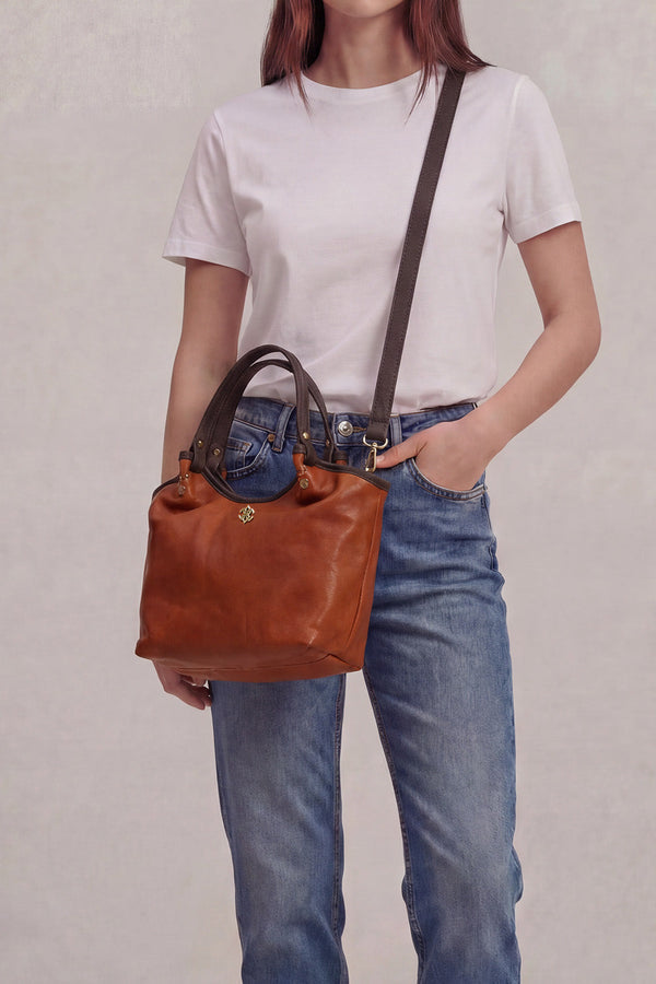 Pienza Borsa Vegetale Donna 100 % vera pelle Made in Italy- Barone Firenze