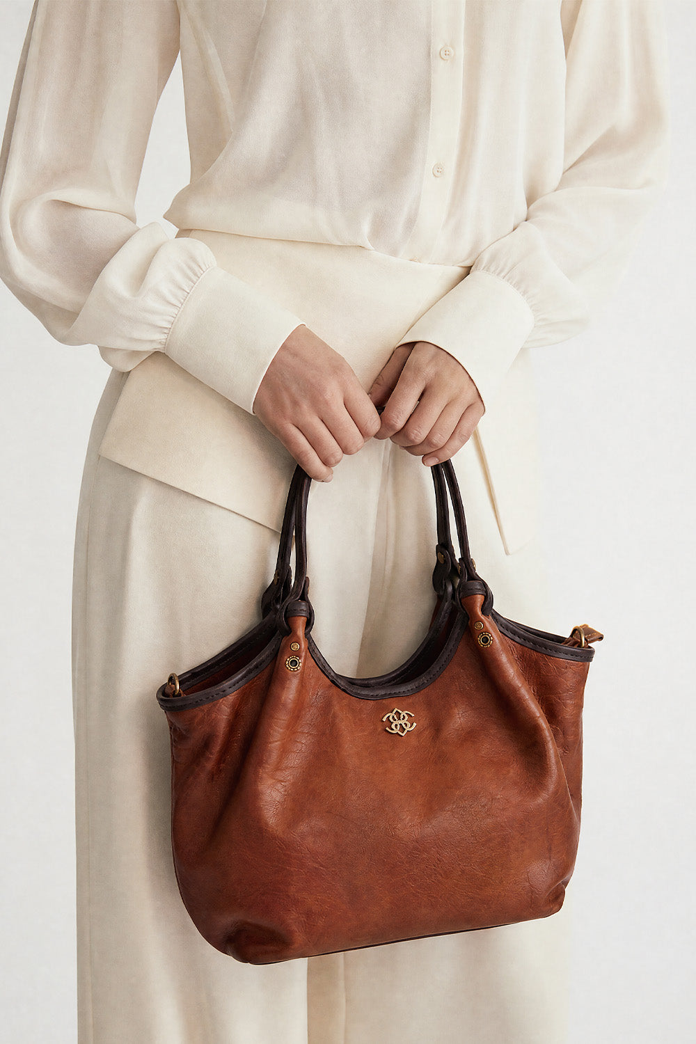 Pienza Borsa Vegetale Donna 100 % vera pelle Made in Italy- Barone Firenze
