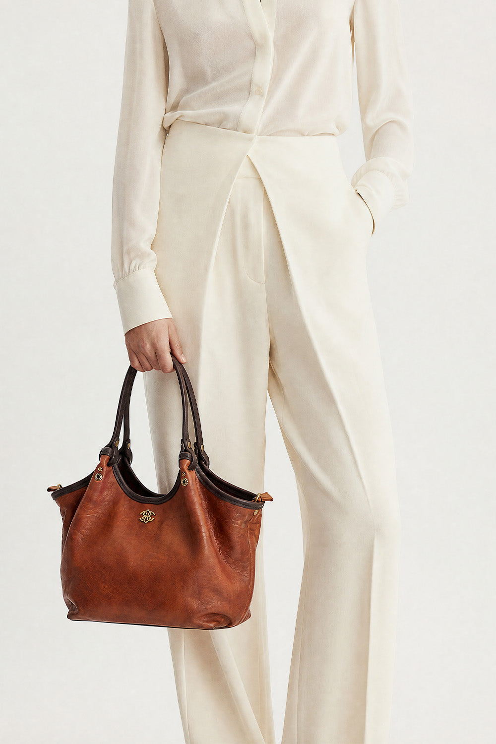 Pienza Borsa Vegetale Donna 100 % vera pelle Made in Italy- Barone Firenze