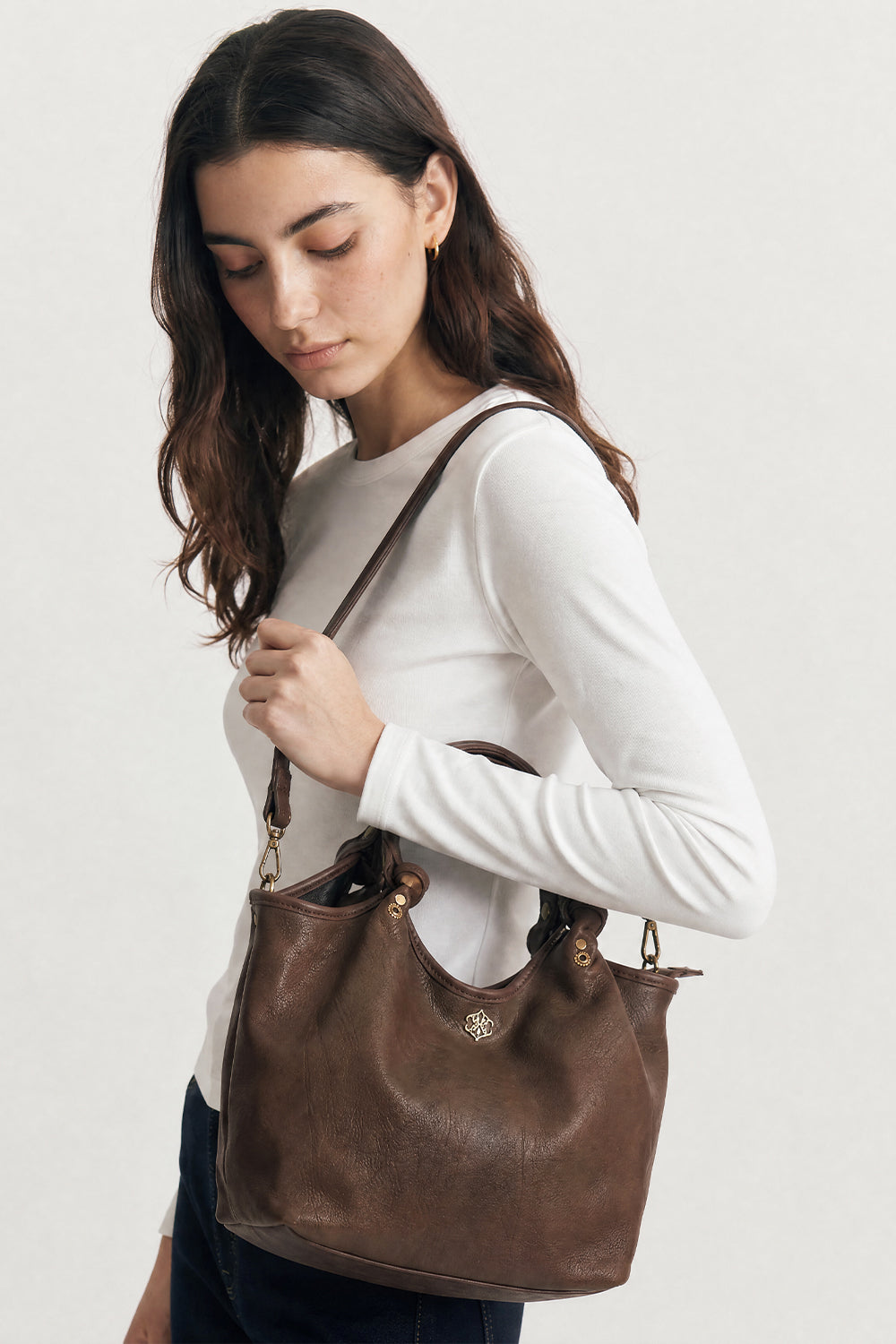 Pienza Borsa Vegetale Donna 100 % vera pelle Made in Italy- Barone Firenze