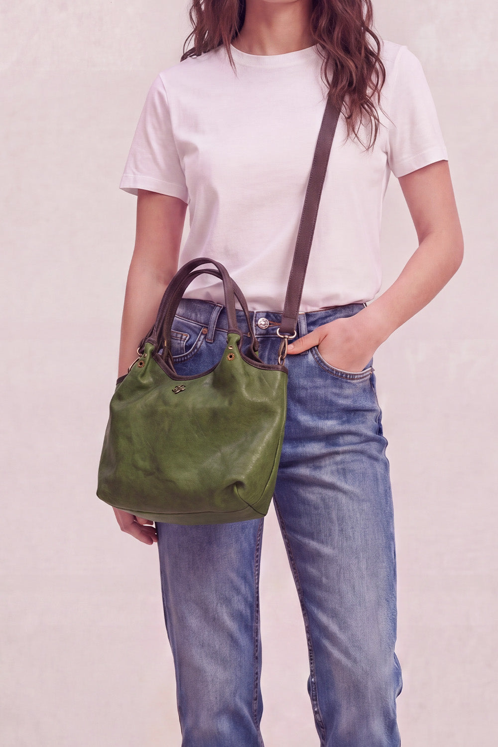 Pienza Borsa Vegetale Donna 100 % vera pelle Made in Italy- Barone Firenze