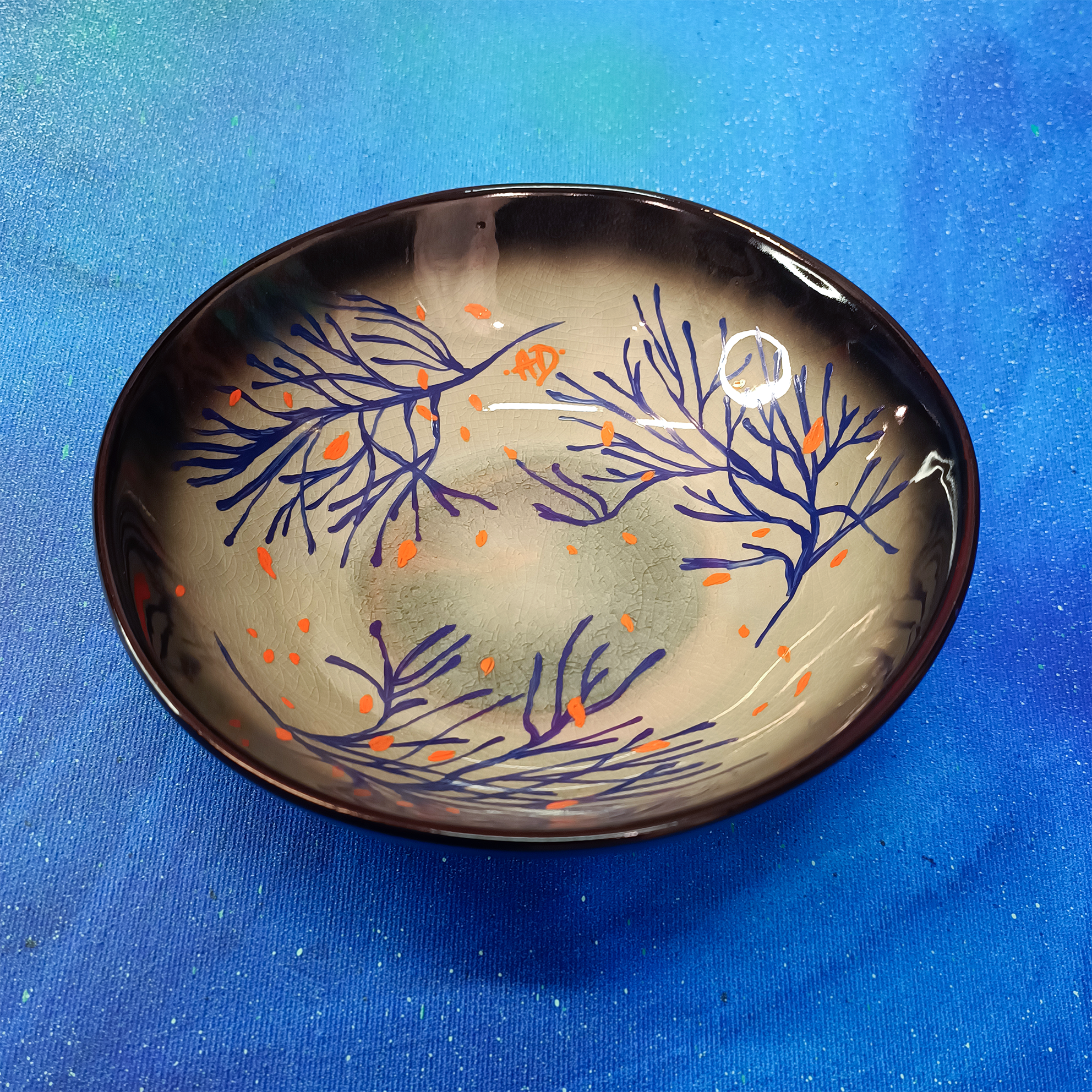 Decorative plate - blue corals, deep plate