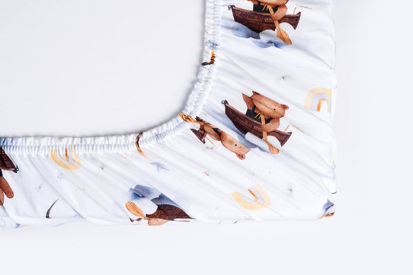 Fitted Sheet - Bear in a Boat