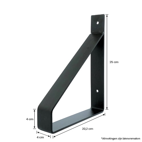 De Industriële Plankdragers Mat Zwart - 20 cm