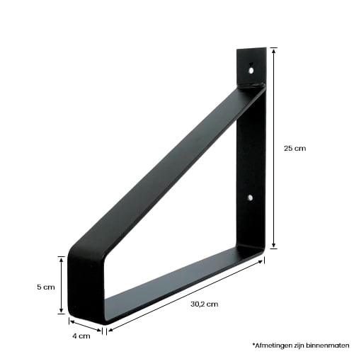 The Industrial Shelf Brackets with Oak Shelf - 30 cm