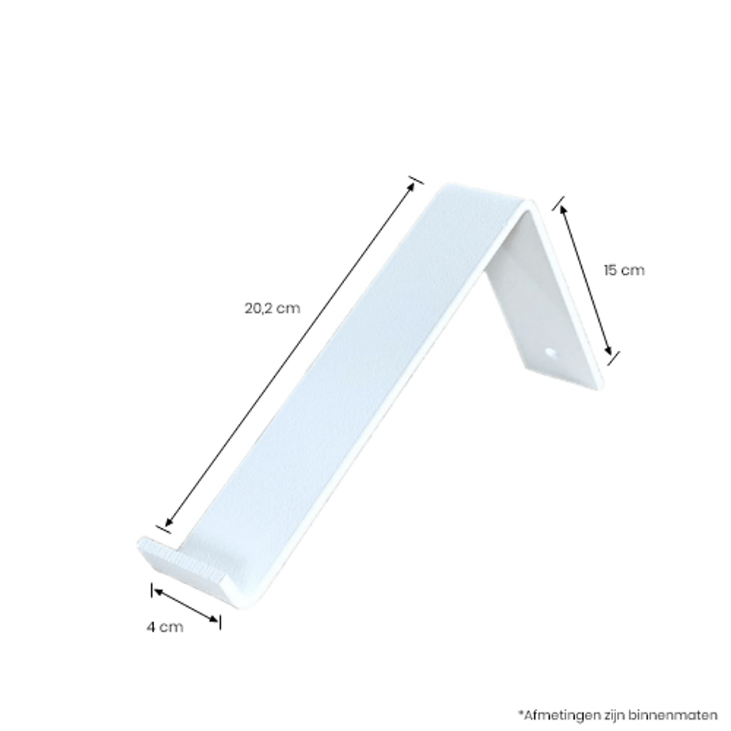 The Industrial L-Shaped Shelf Brackets Matte White – 20 cm