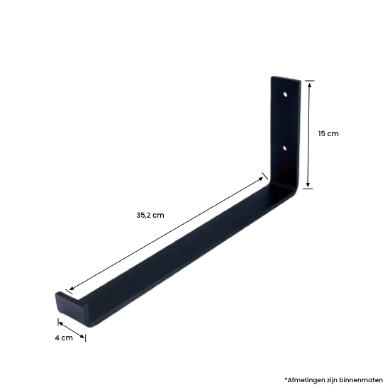 The Industrial L-shaped Shelf Brackets UP with Oak Shelf - 35 cm