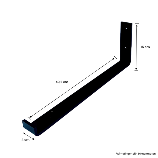 The Industrial L-shaped Shelf Brackets UP with Oak Shelf - 40 cm