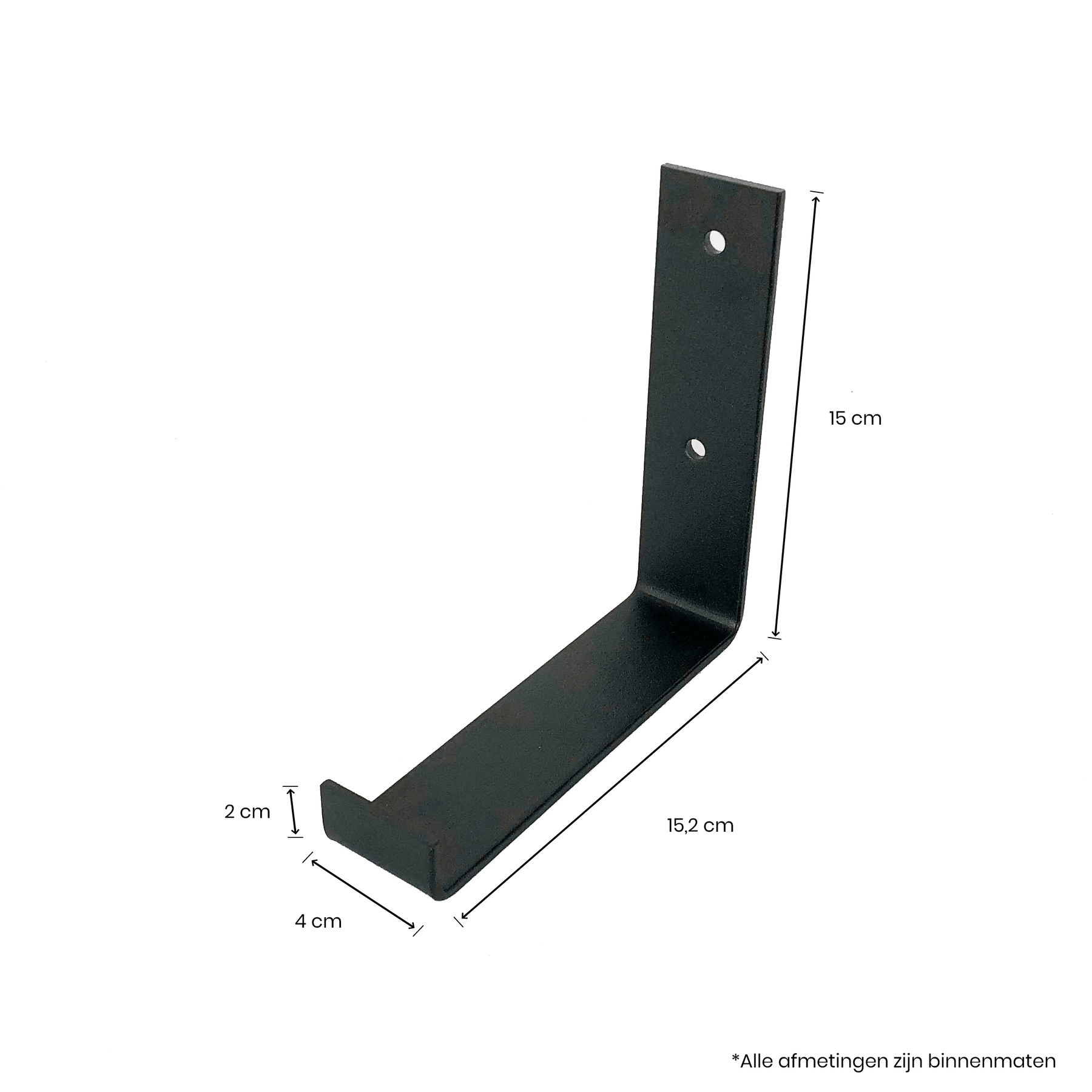 De Industriële Plankdragers L-vorm UP Mat Zwart – 15 cm