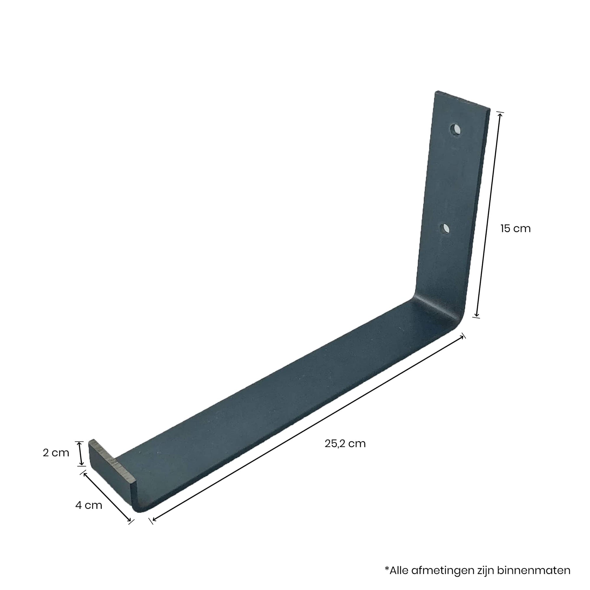 De Industriële Plankdragers L-vorm UP Mat Zwart – 25 cm