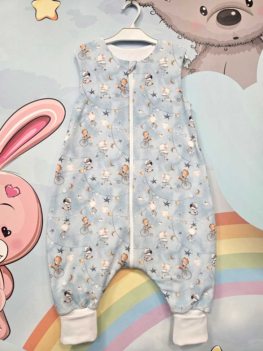 Tanja two-layer sleeping bag with legs - Cute animals - blue