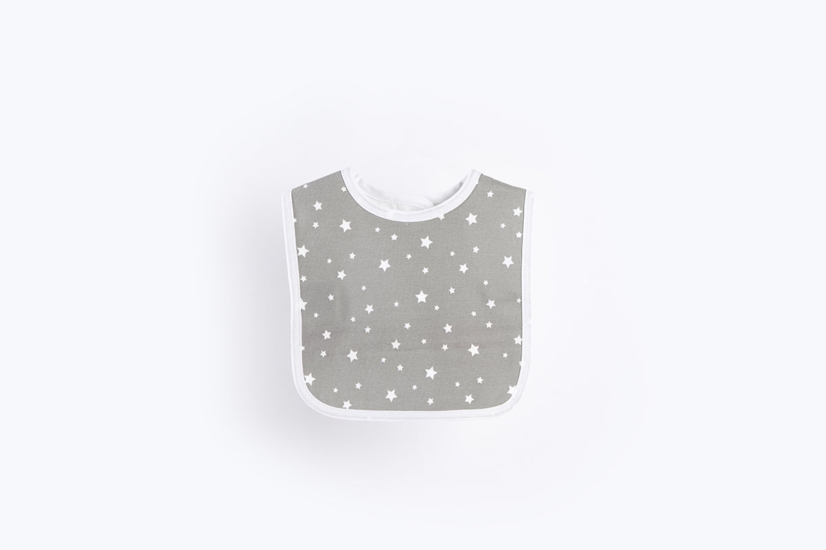 Bib with Waterproof Backing - White Stars