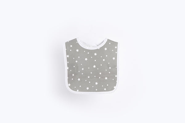 Bib with Waterproof Backing - White Stars