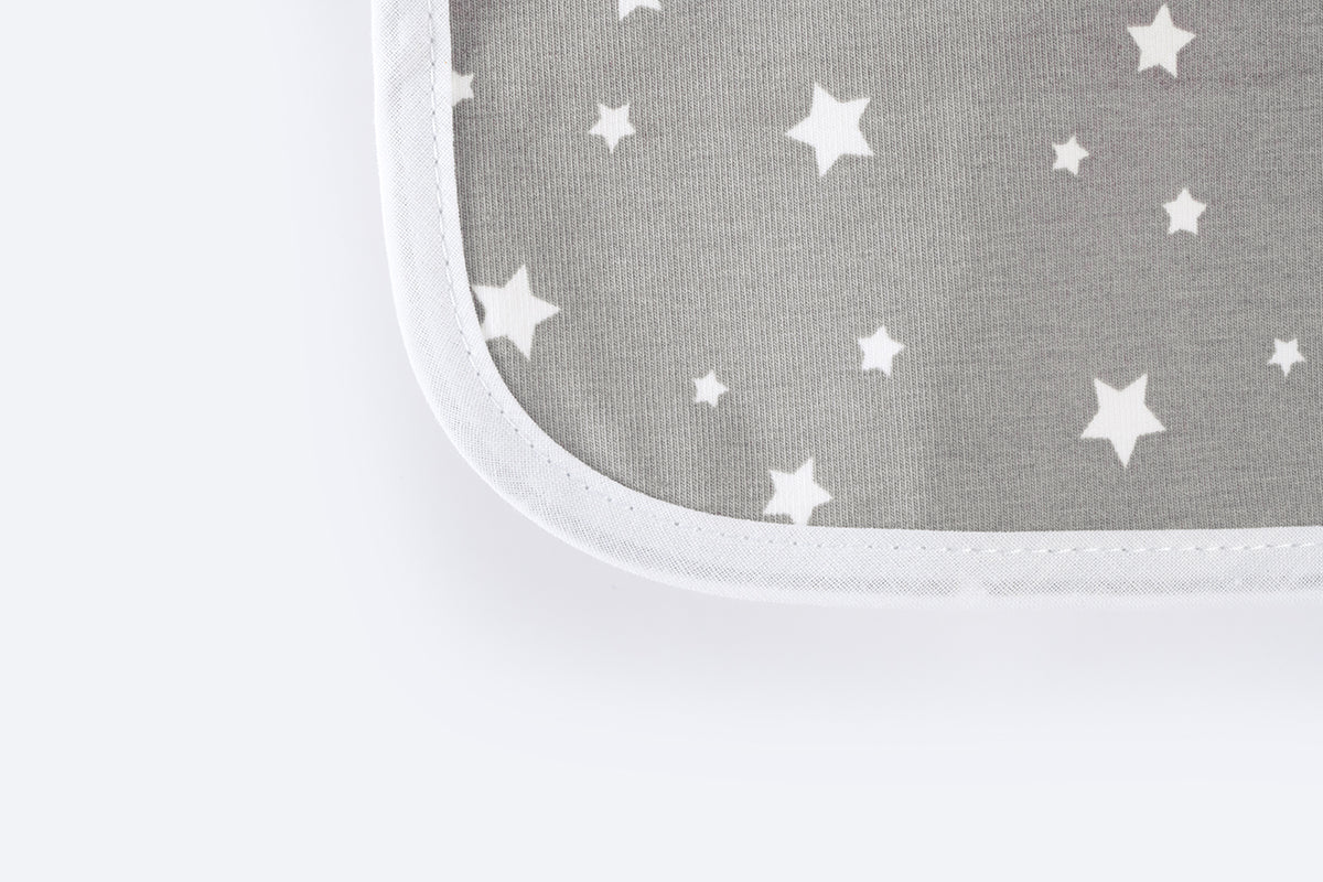 Bib with Waterproof Backing - White Stars