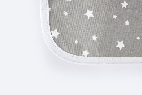Bib with Waterproof Backing - White Stars