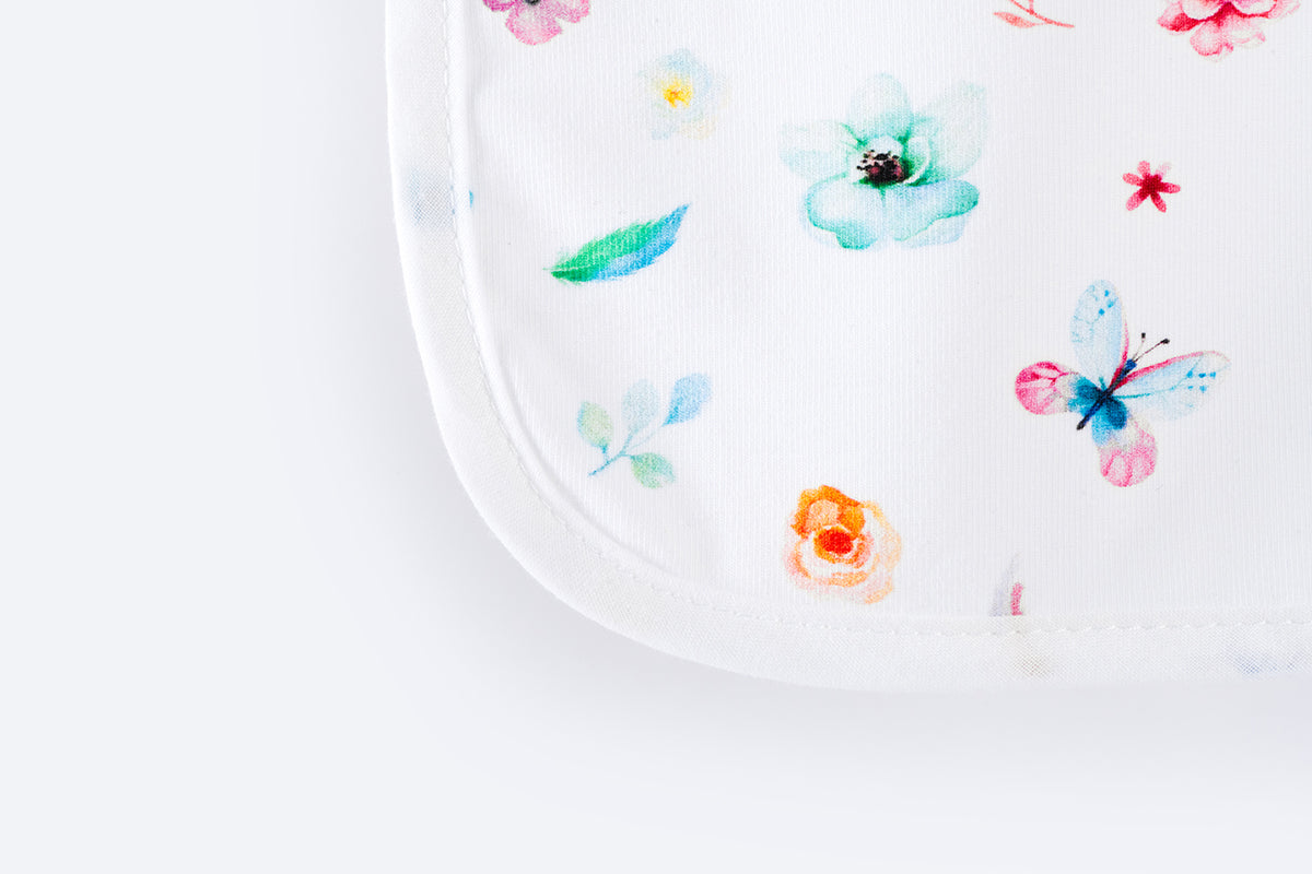 Bib with Waterproof Backing - Flowers and Butterflies
