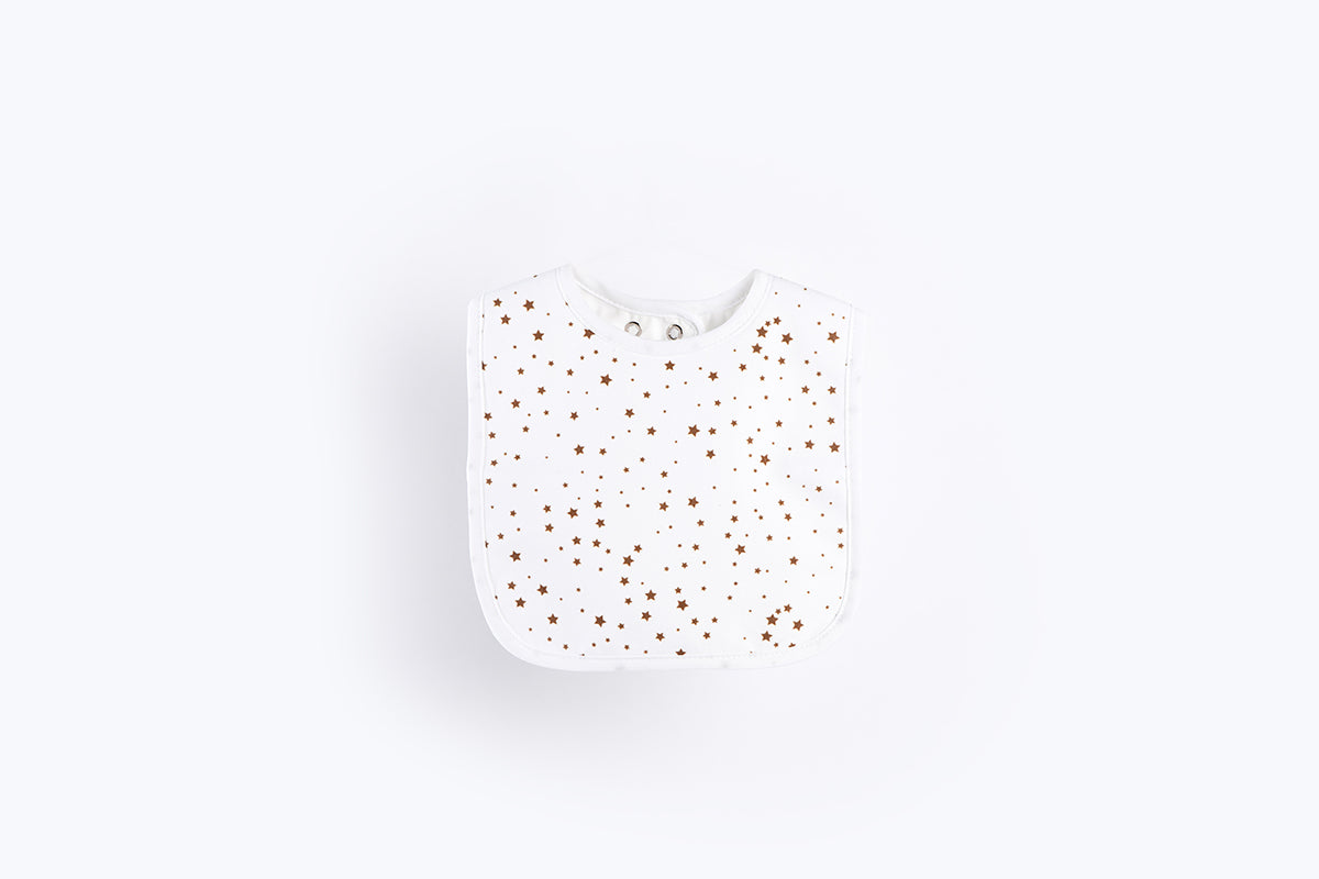 Bib with Waterproof Backing - Brown Stars